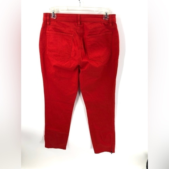 Eileen Fisher Ankle Zip Slim Leg Pants Stretch Organic Cotton Blend Lava Red 4 - Picture 5 of 11